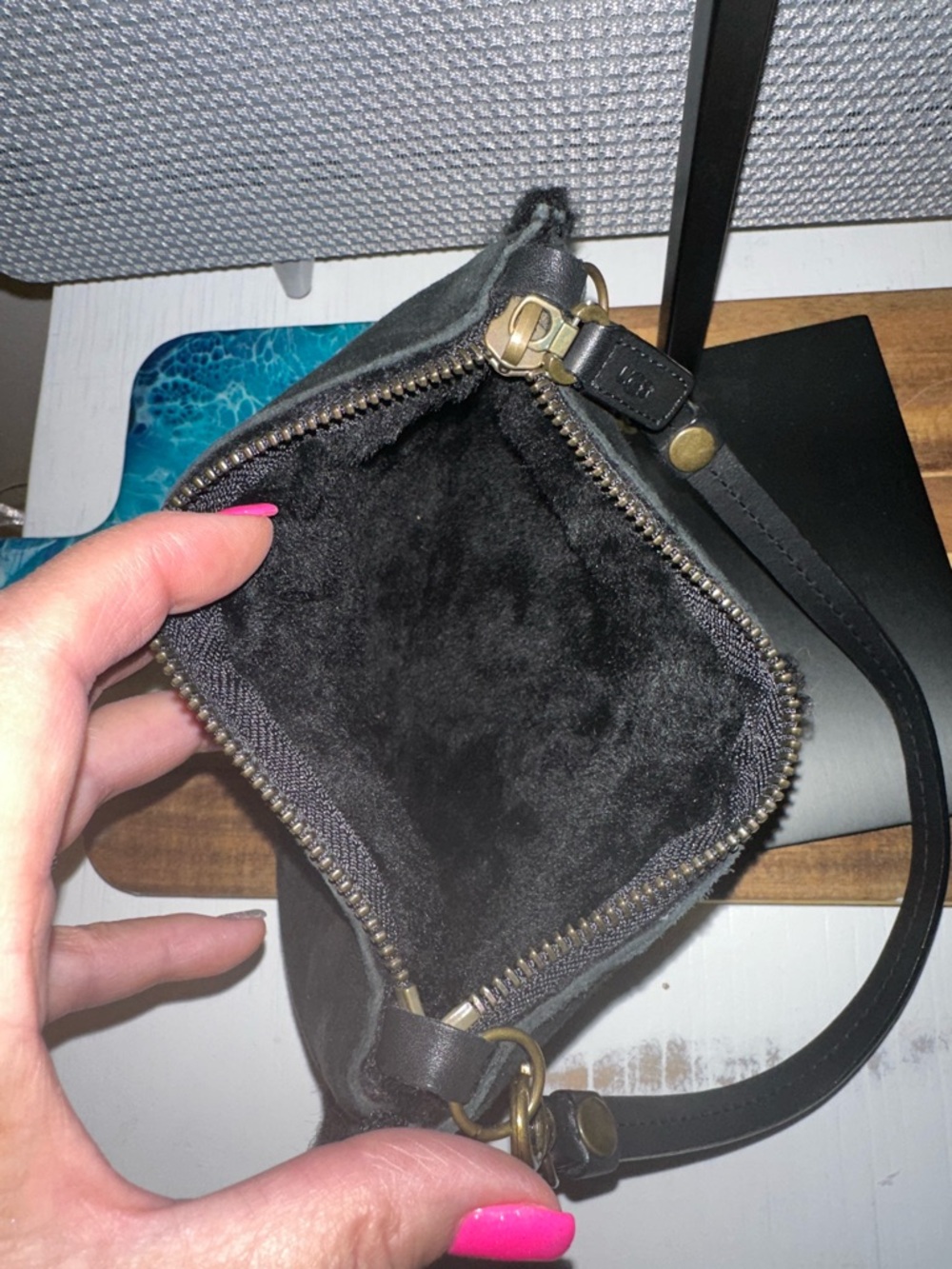 UGG Black Mini Shearling Crossbody Bag - Picture 5 of 5